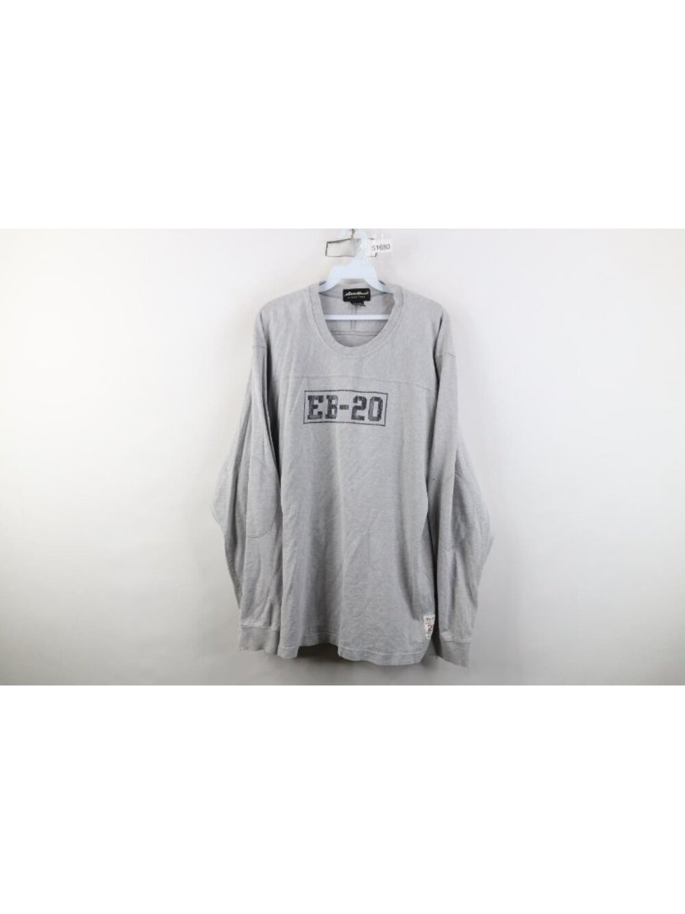 Vtg 90s Eddie Bauer Mens L Distressed Heavy Long Sleeve Football Jersey T-Shirt